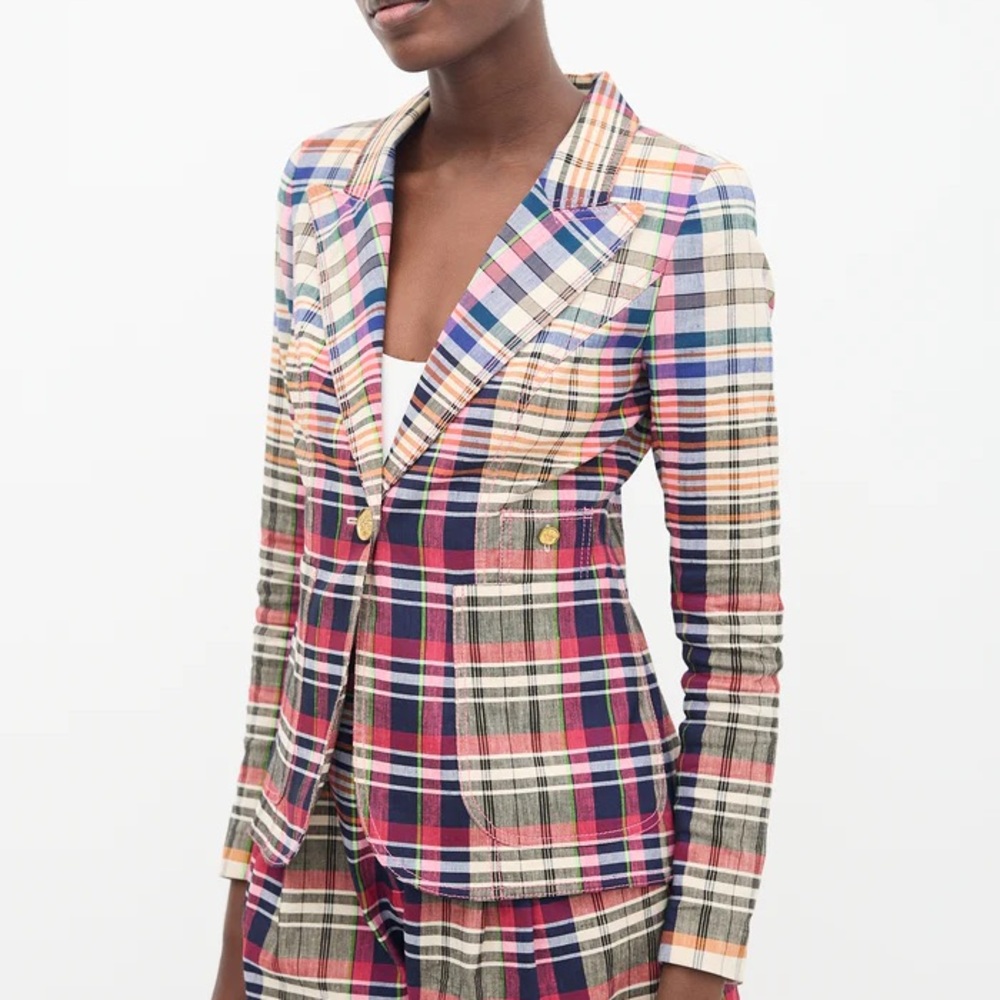 Smythe Multicolor Plaid Single-Button Blazer - image 3